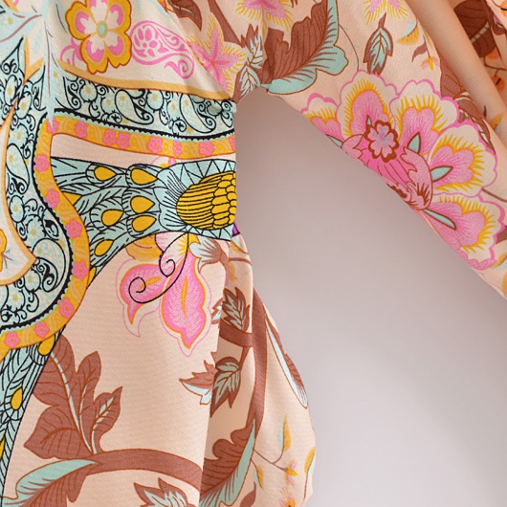Floral Print Belted Kimono Cover up - Picture 7 of 8